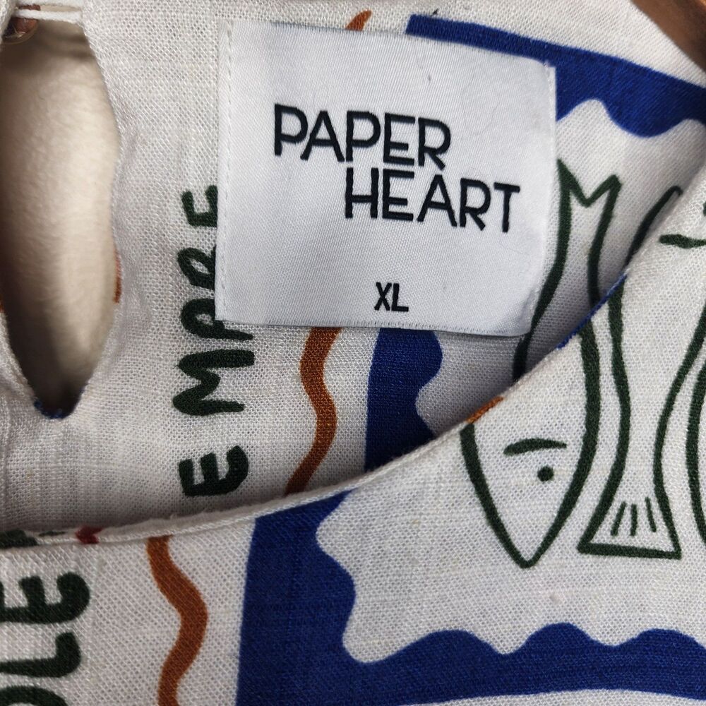 Paper Heart Mediterranean Aperol Spritz Linen Blend Mini Dress Womens XL Viral - Picture 6 of 13